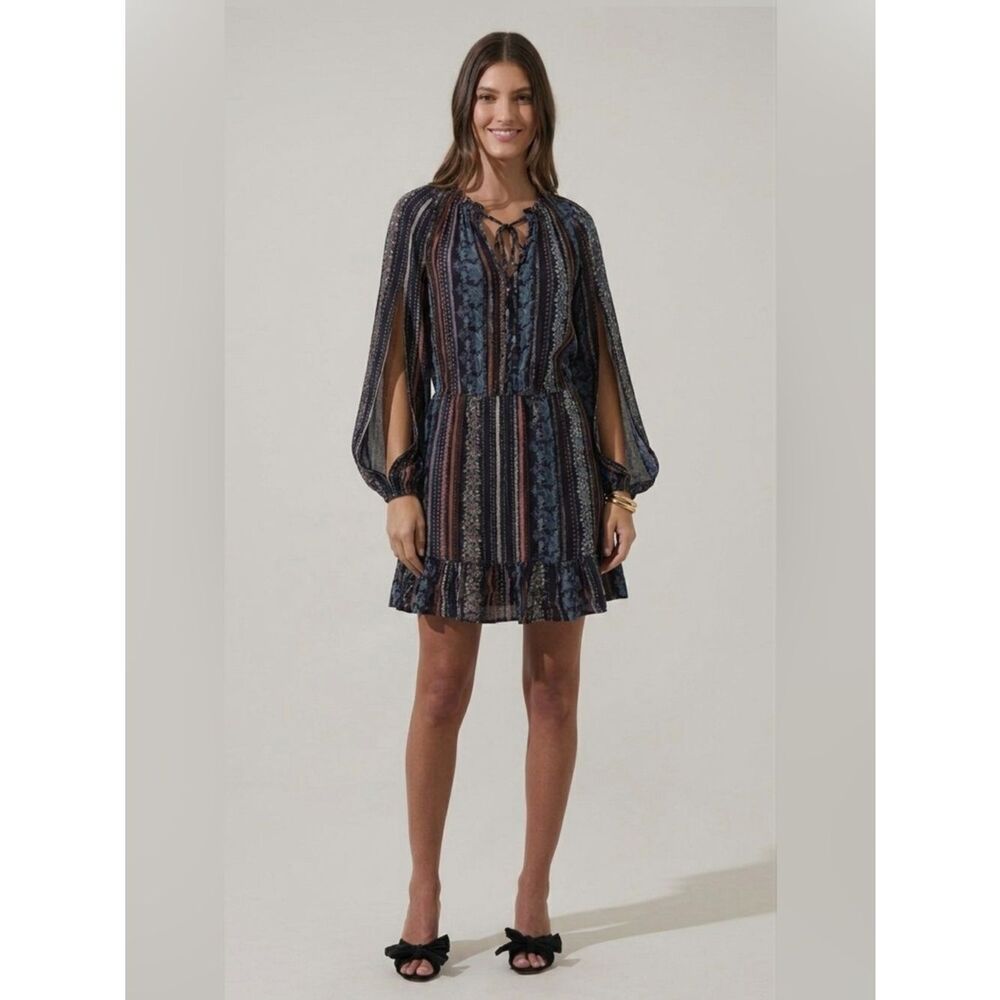 Jessica Simpson Boho Peasant Mini Dress Size M Long Sleeve Fall Festival Vibes